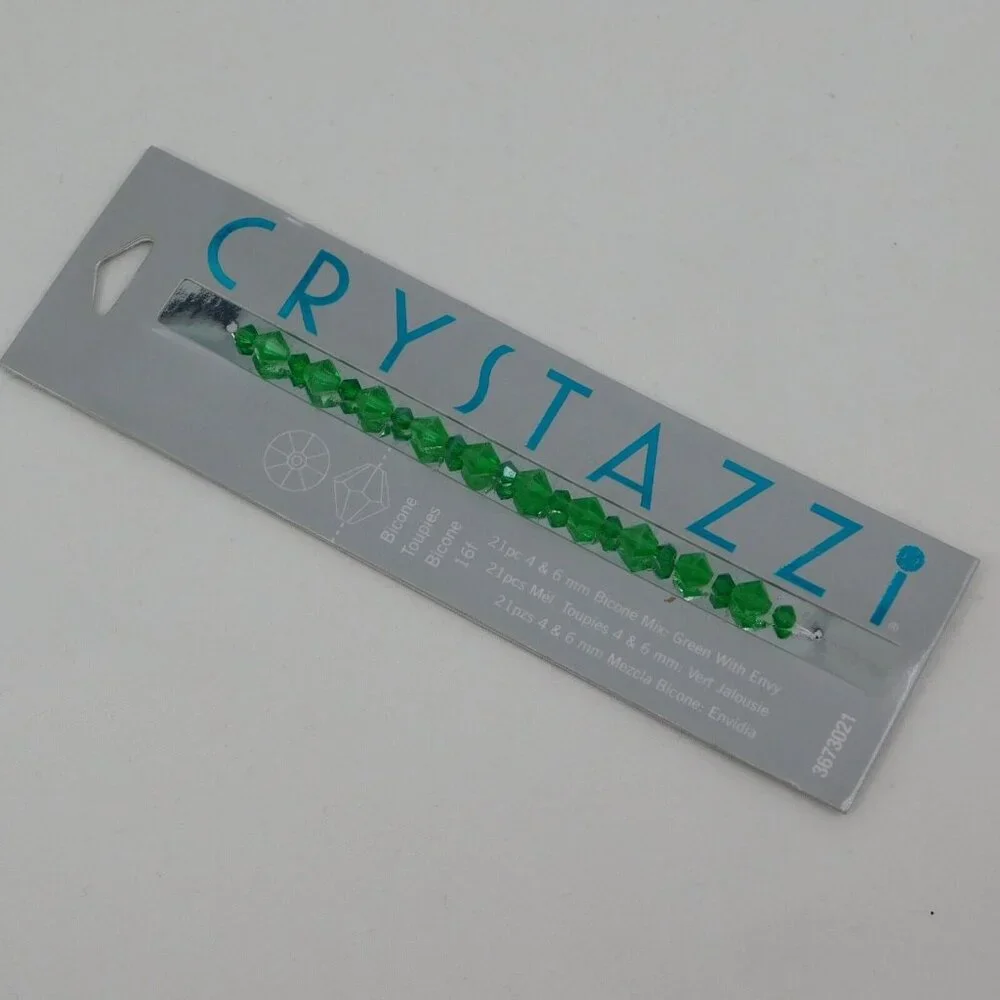 Crystazzi Beads Lot of 6 Mixed Colors Sizes Red White Green Round Bicone 4mm-8mm
